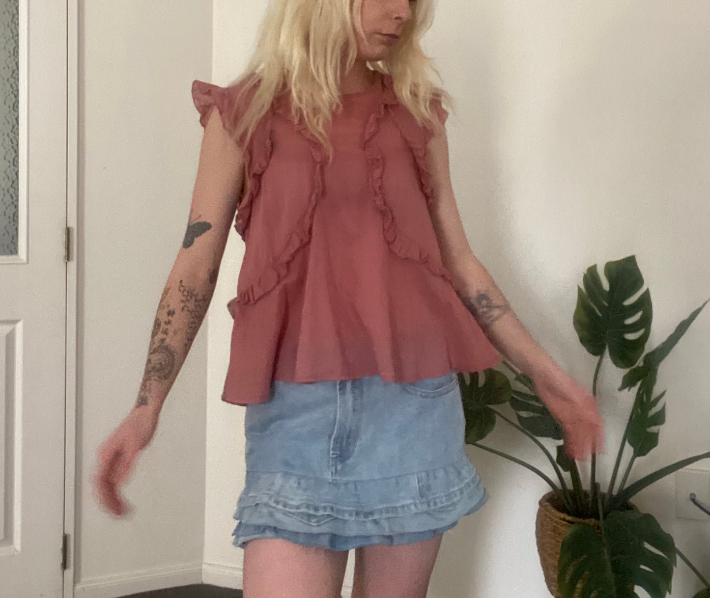 Cute blush pink frill top
