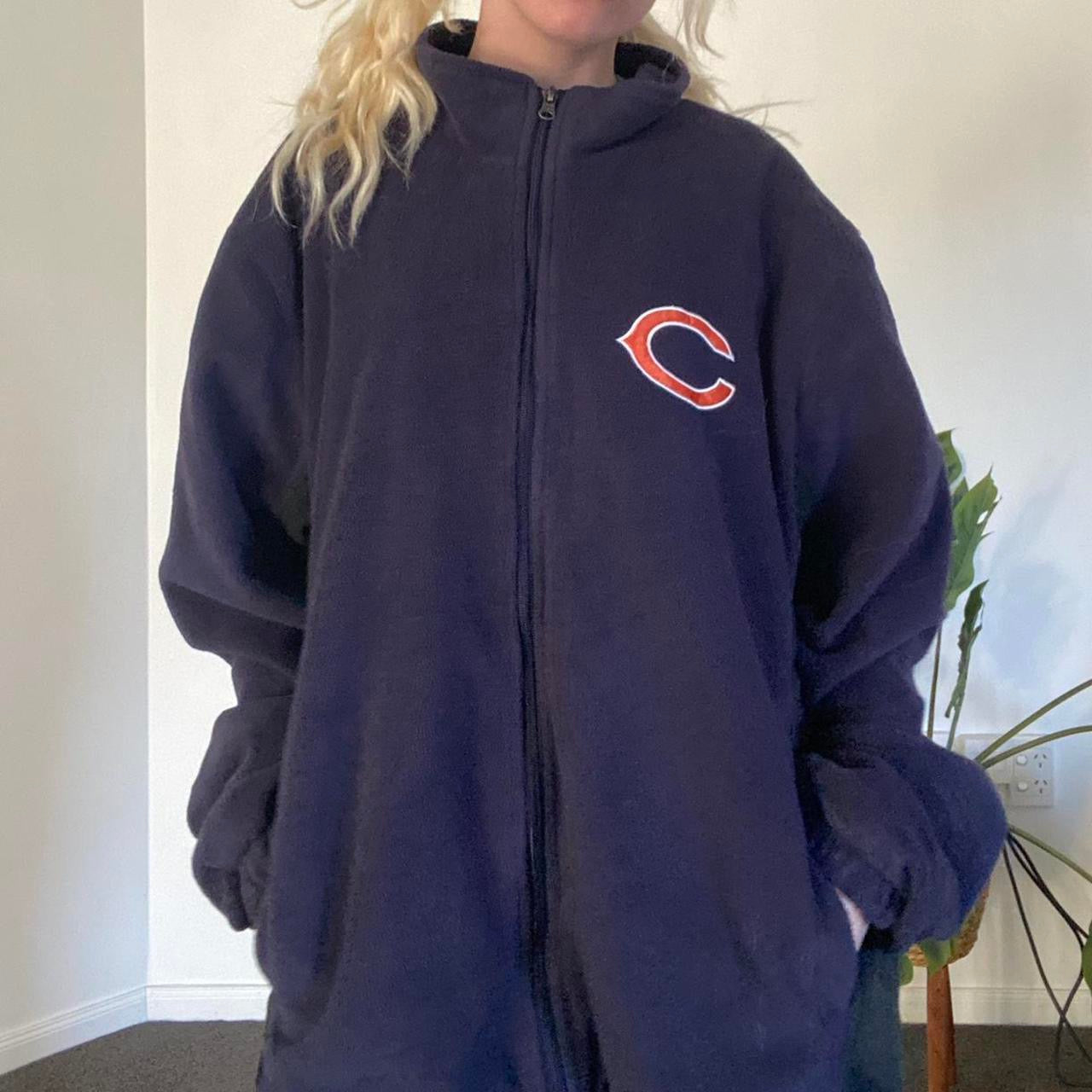 Vintage NFL Chicago Bears navy fleece zip up jacket!