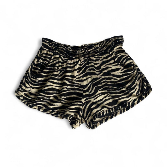 Black/cream Zebra print flowy mini shorts