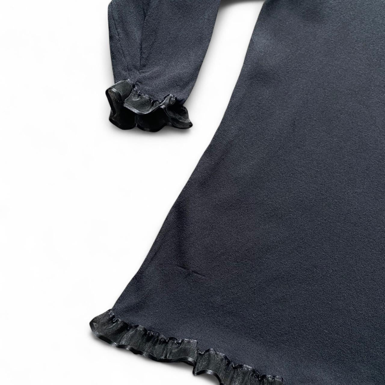 Black 3/4 sleeve knit top with lace trim