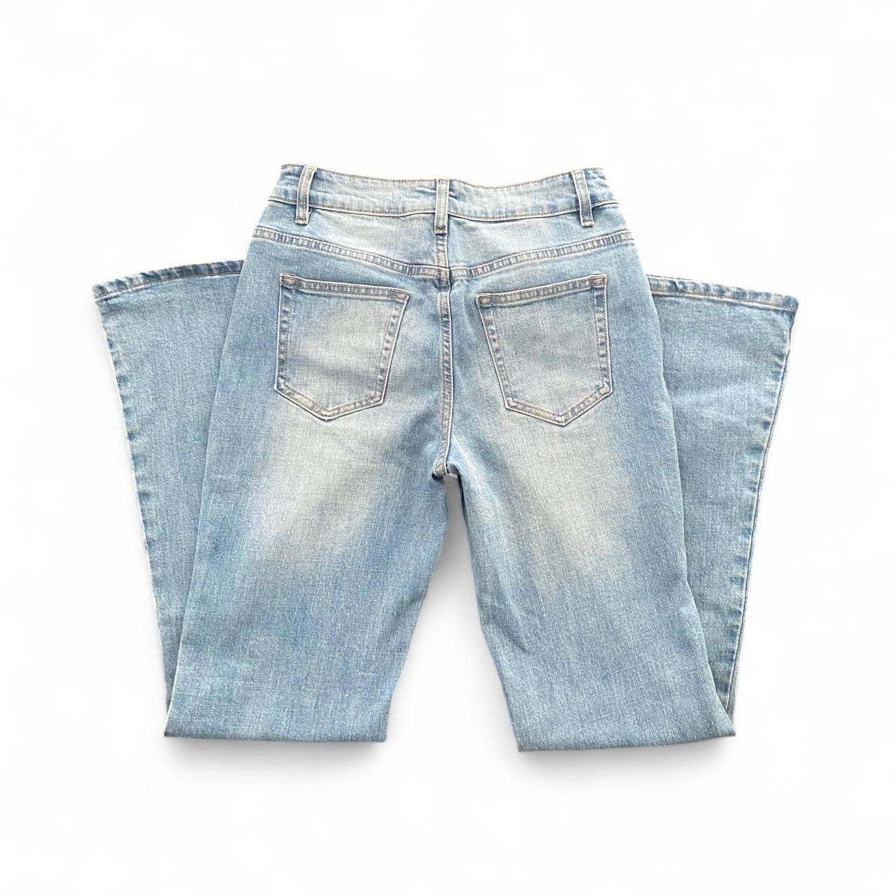 Light blue high waisted flare jeans