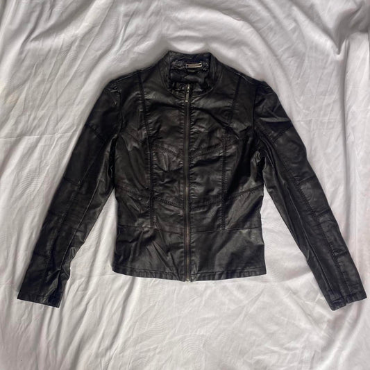 Brown Leather Style Patchwork Jacket