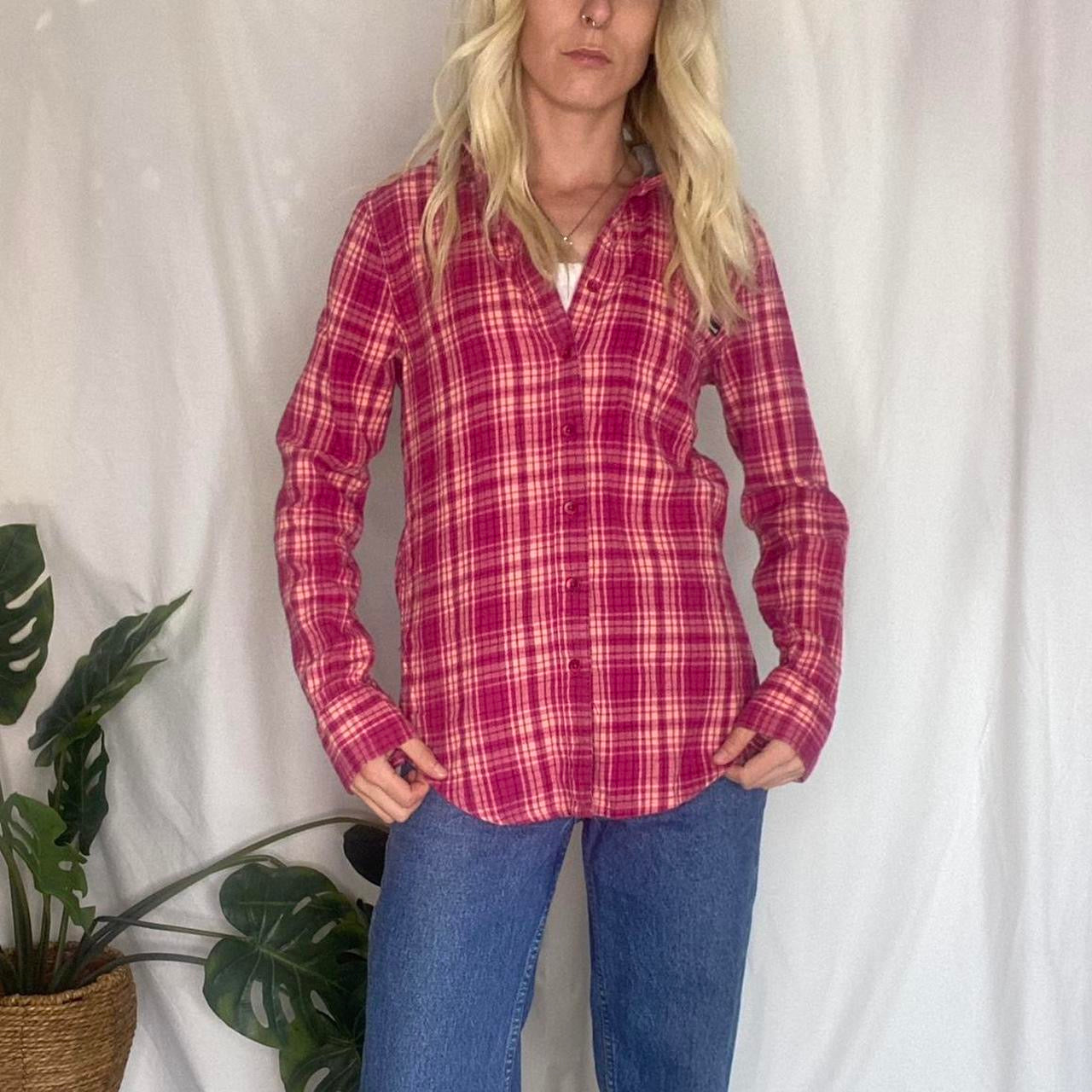 Two Toned Pink plaid Hurley button up shirt