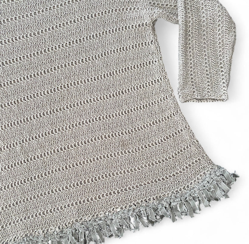 Fairy tan crochet sweater with fringe hem