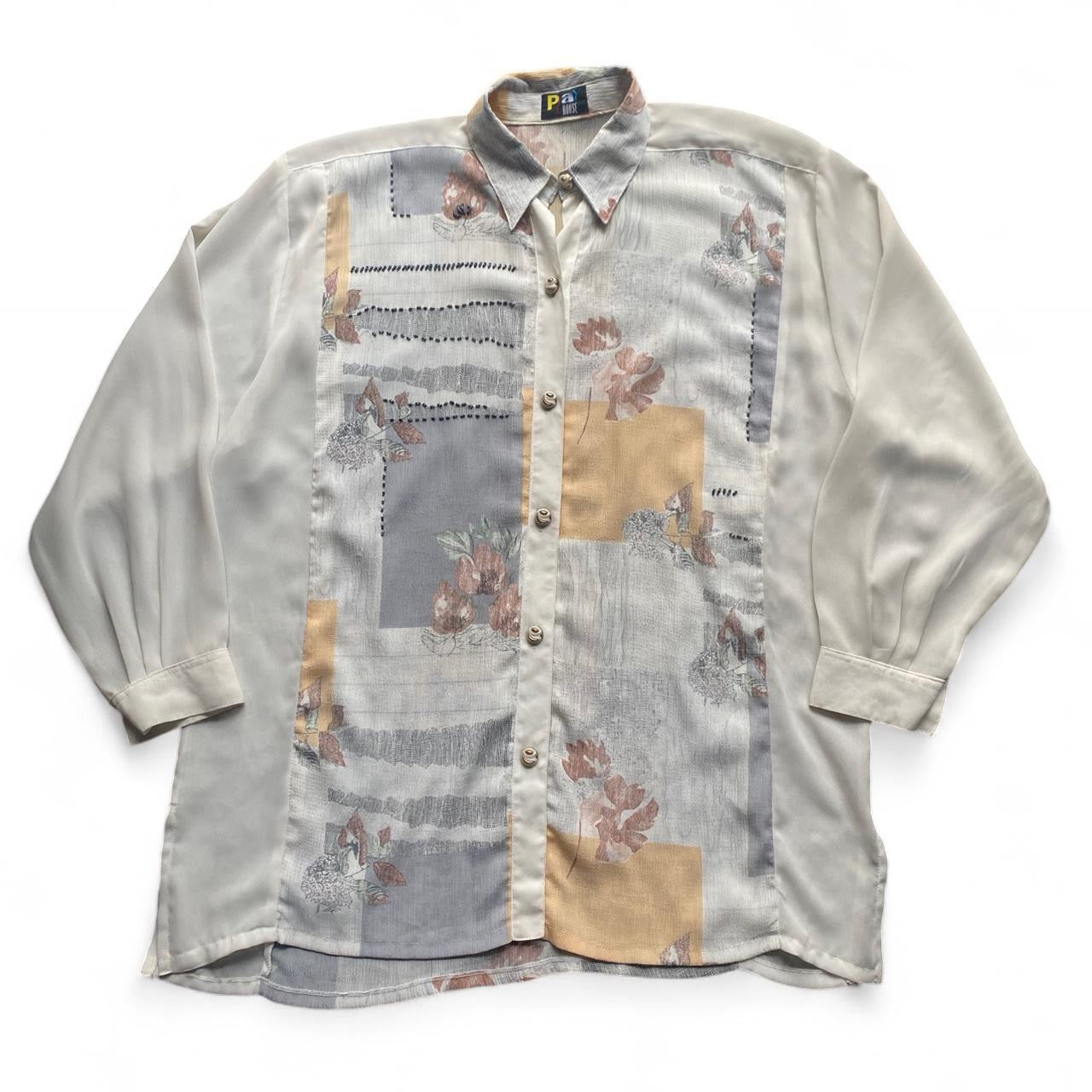 Vintage 90s patchwork sheer button up blouse