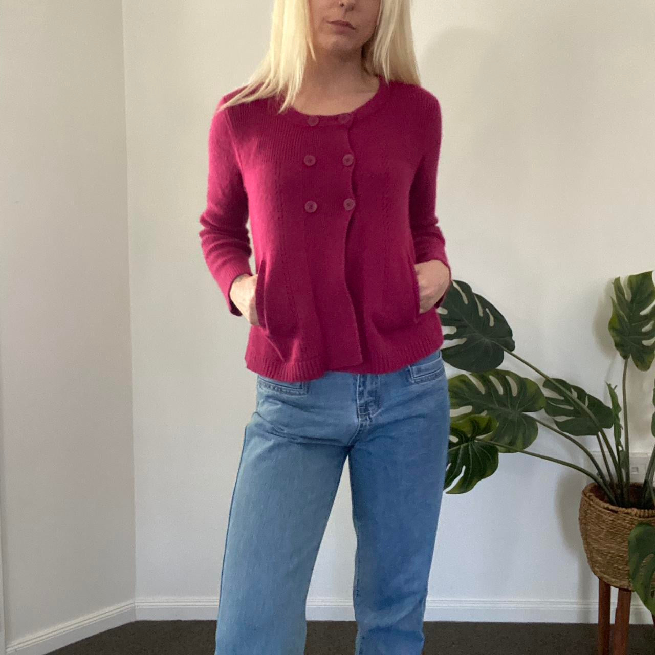 90s magenta pink cardigan with button up detail