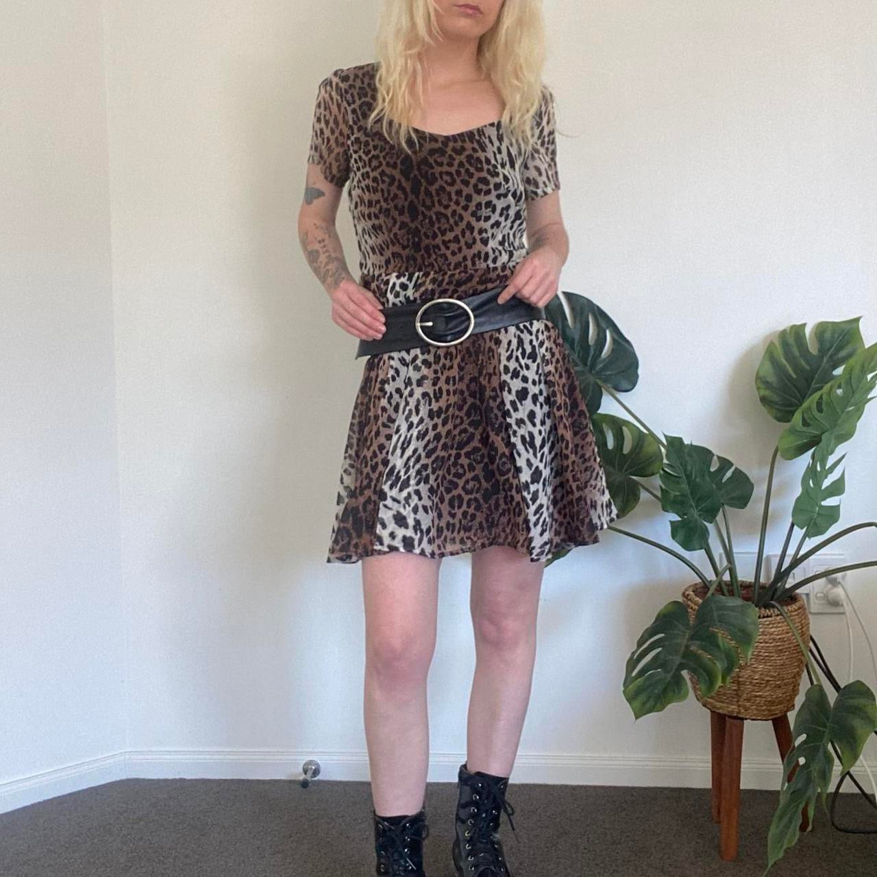 Cute babydoll Leopard print mini dress