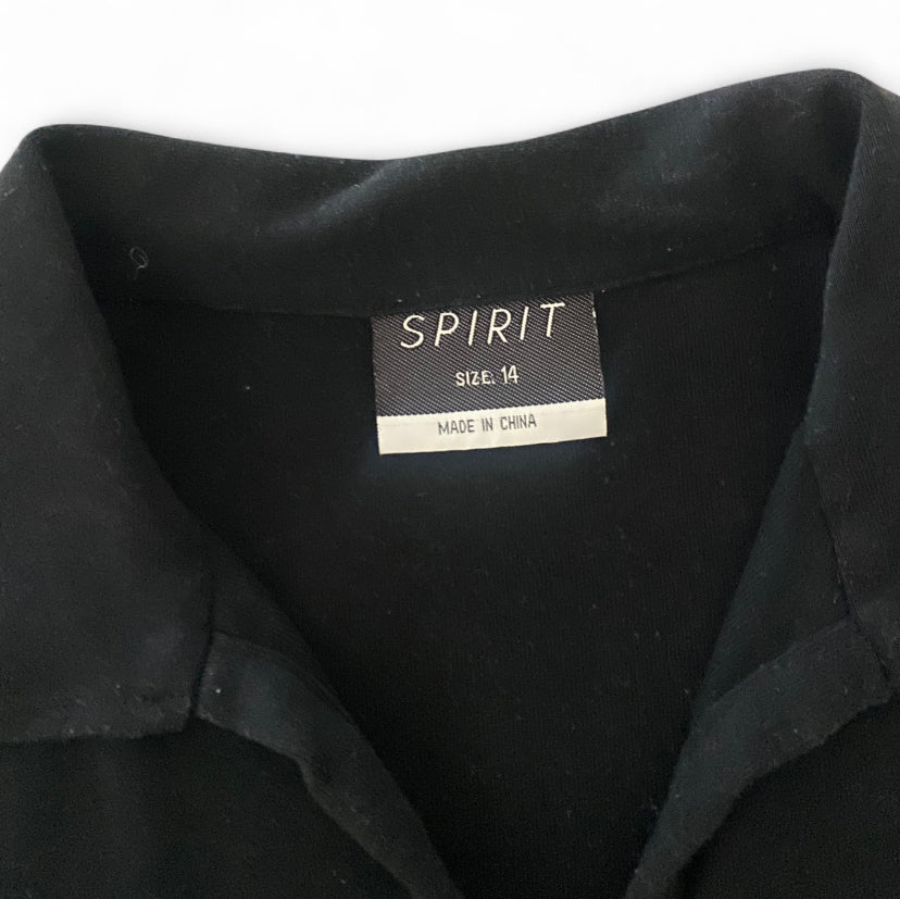 Y2K black sleeveless collared top