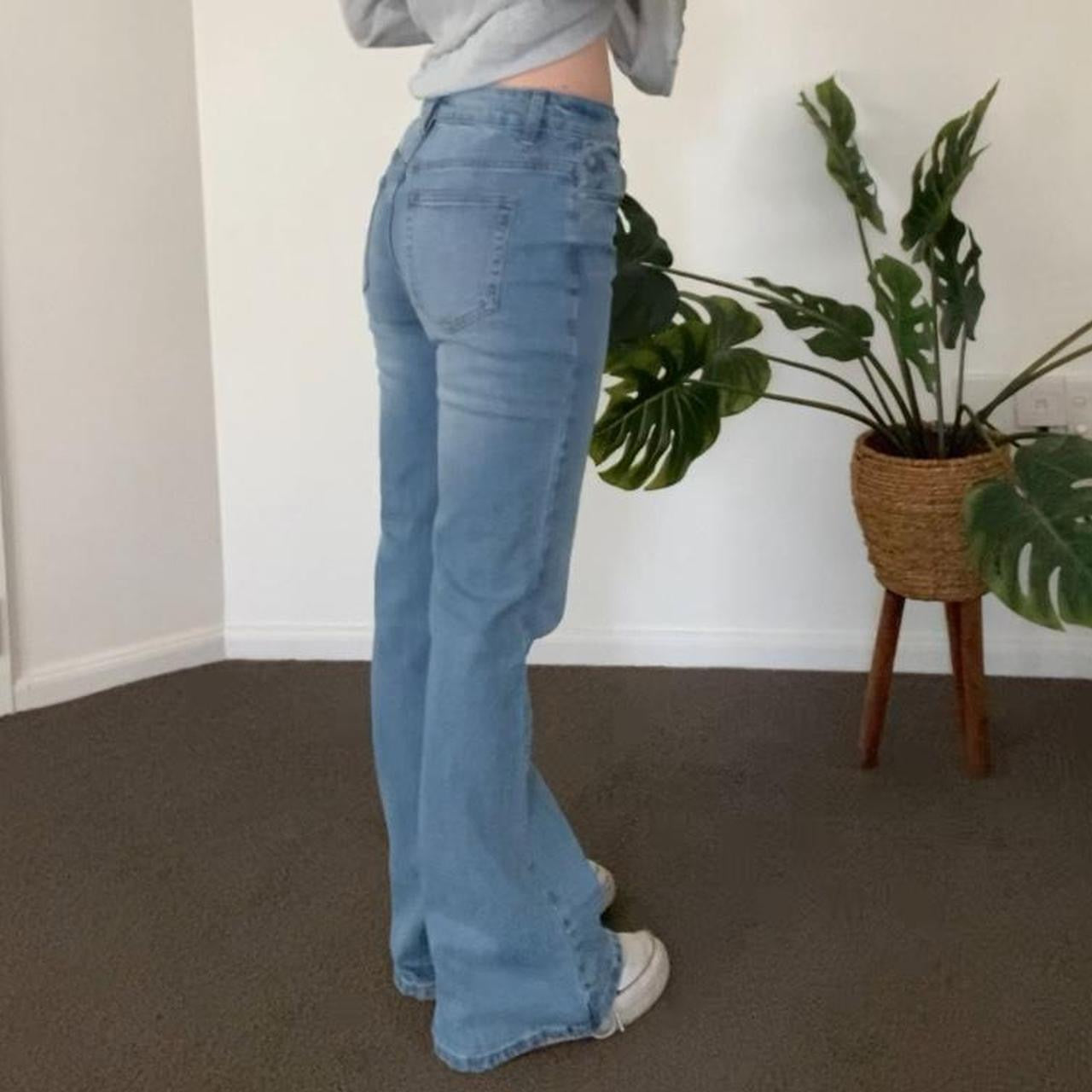 Light blue high waisted flare jeans