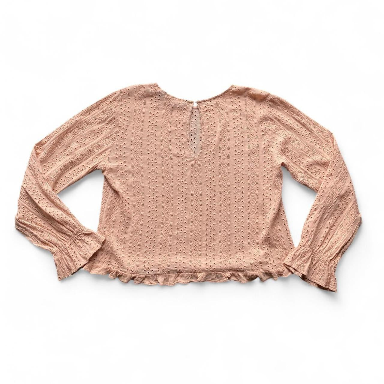 Cute peach fairy frill rayon long sleeve top