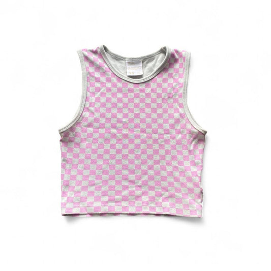 Pink and grey Afends checkered tank top