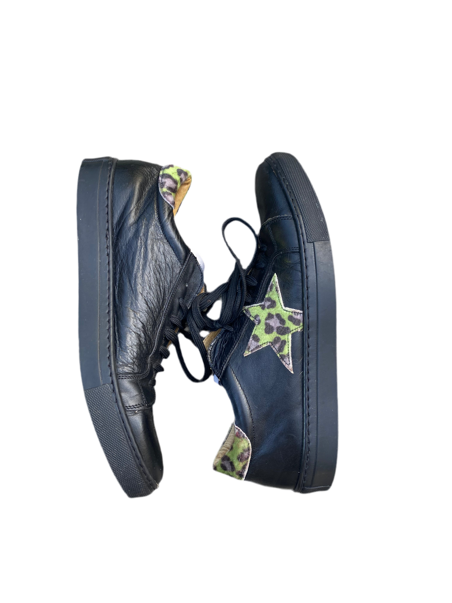 Sick Drudd Leather Leopard Print Star Sneakers