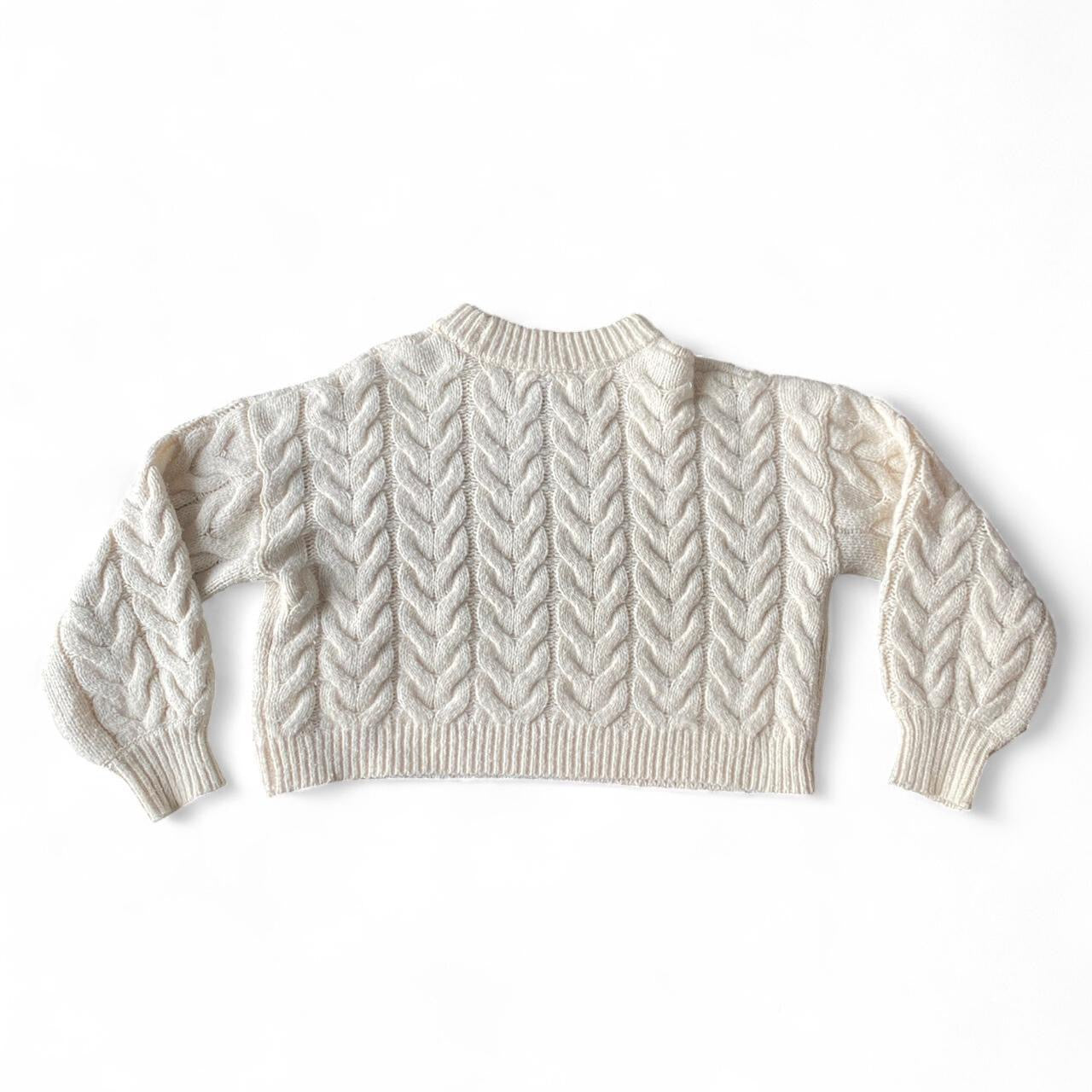 Chunky cropped cream knit sweater