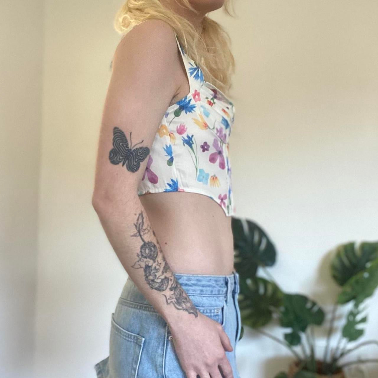 Cute cropped cream Floral corset top