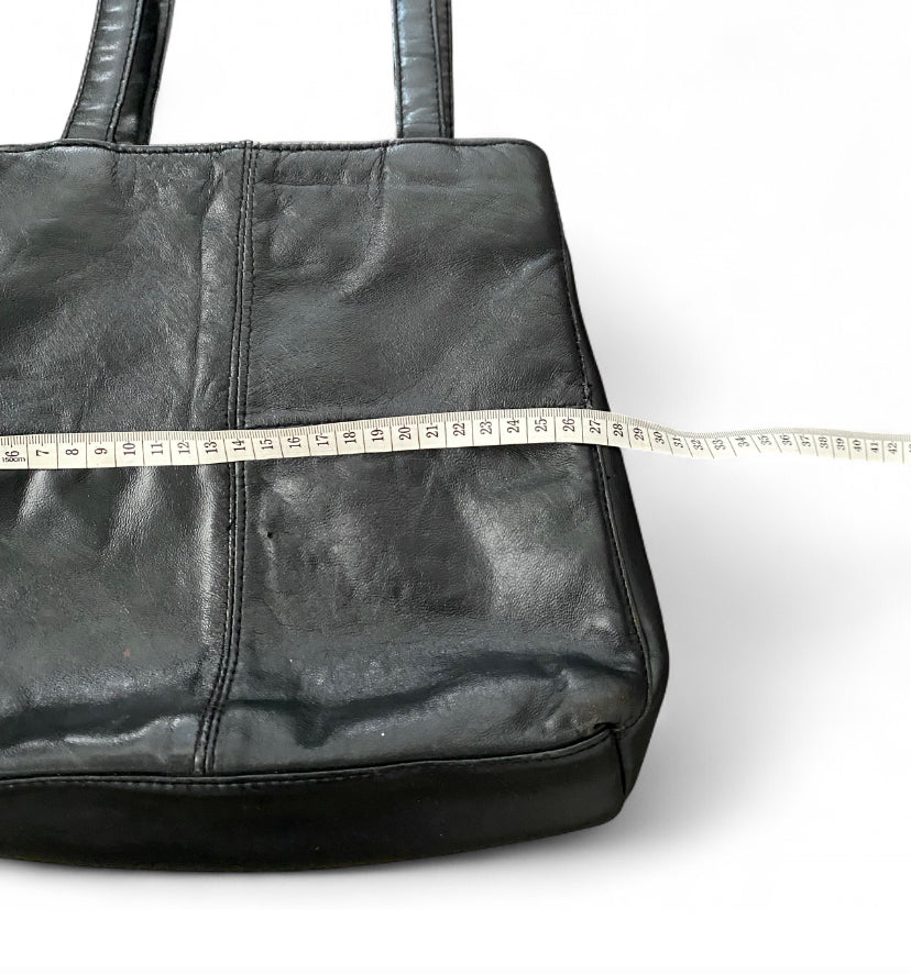 90s Black Leather patchwork shoulder bag