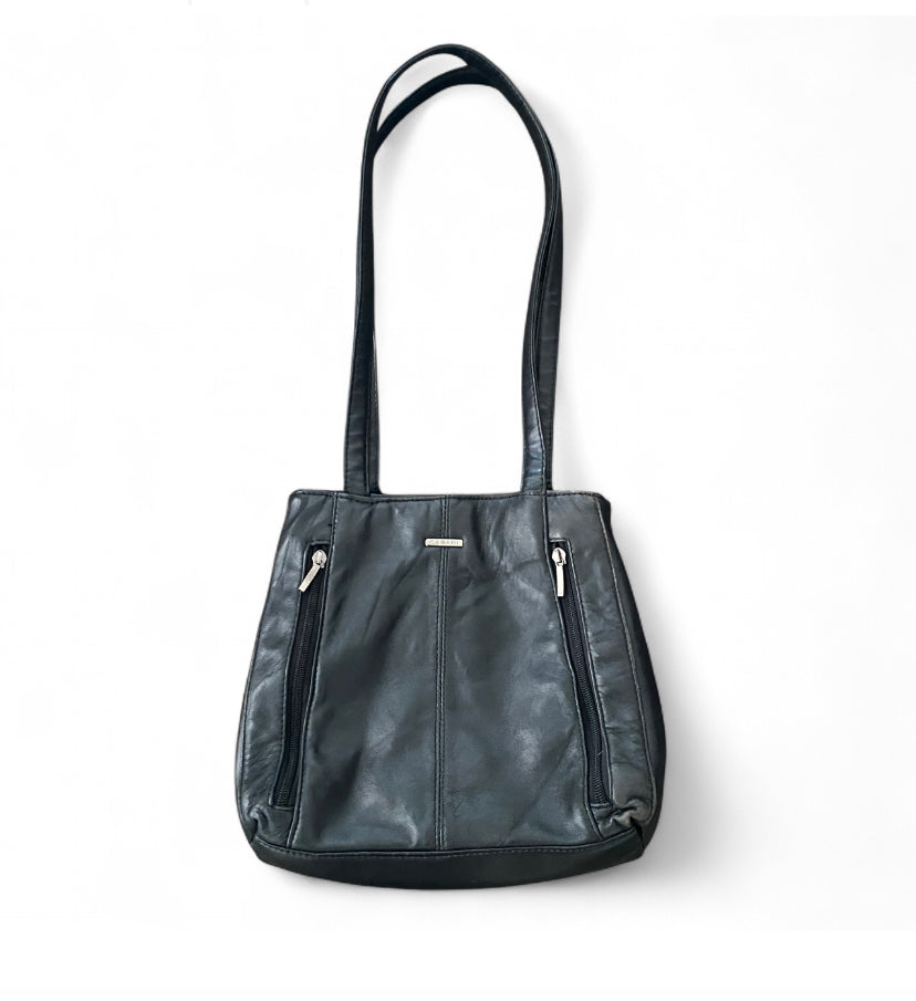 90s Black Leather patchwork shoulder bag