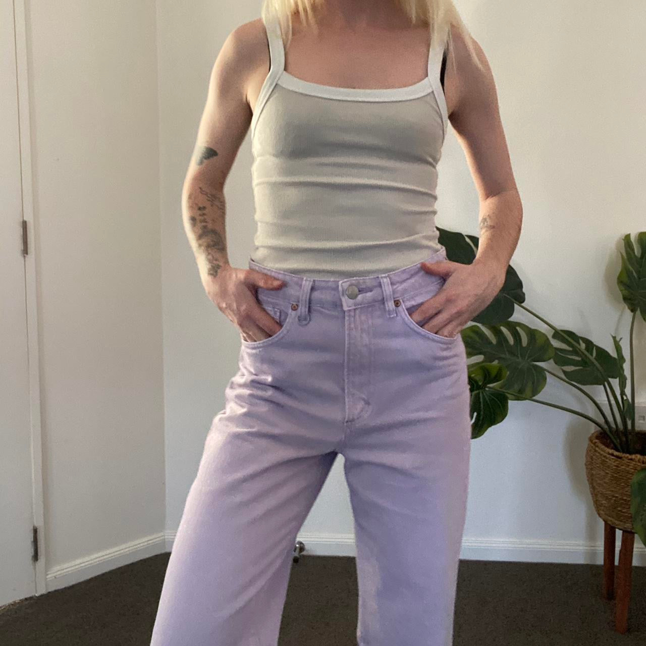 Cute lavender purple highwaisted jeans