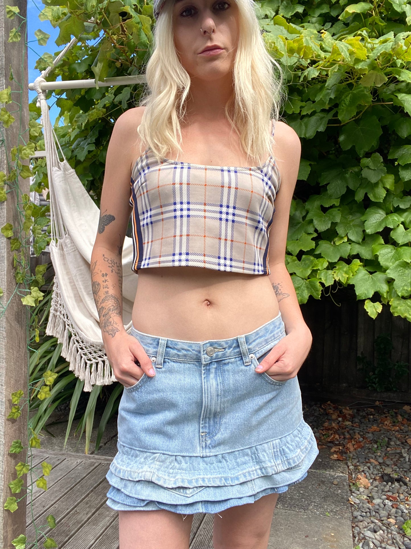 Plaid Tan Crop Top