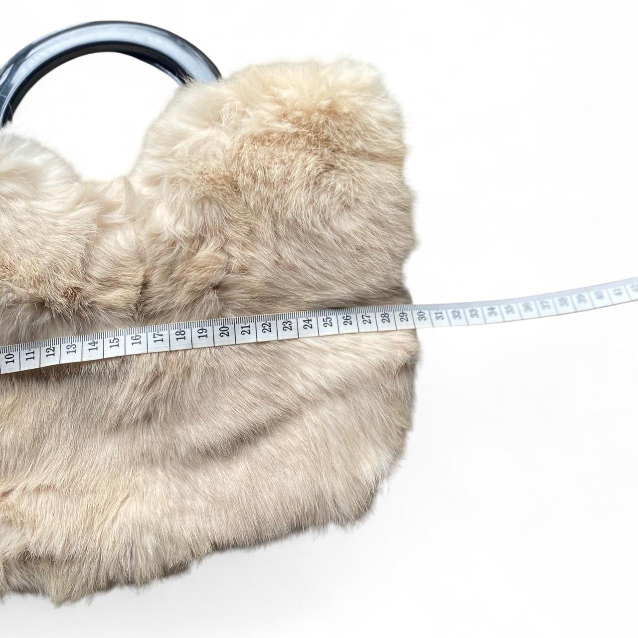 Y2K style Cream fur mini handbag