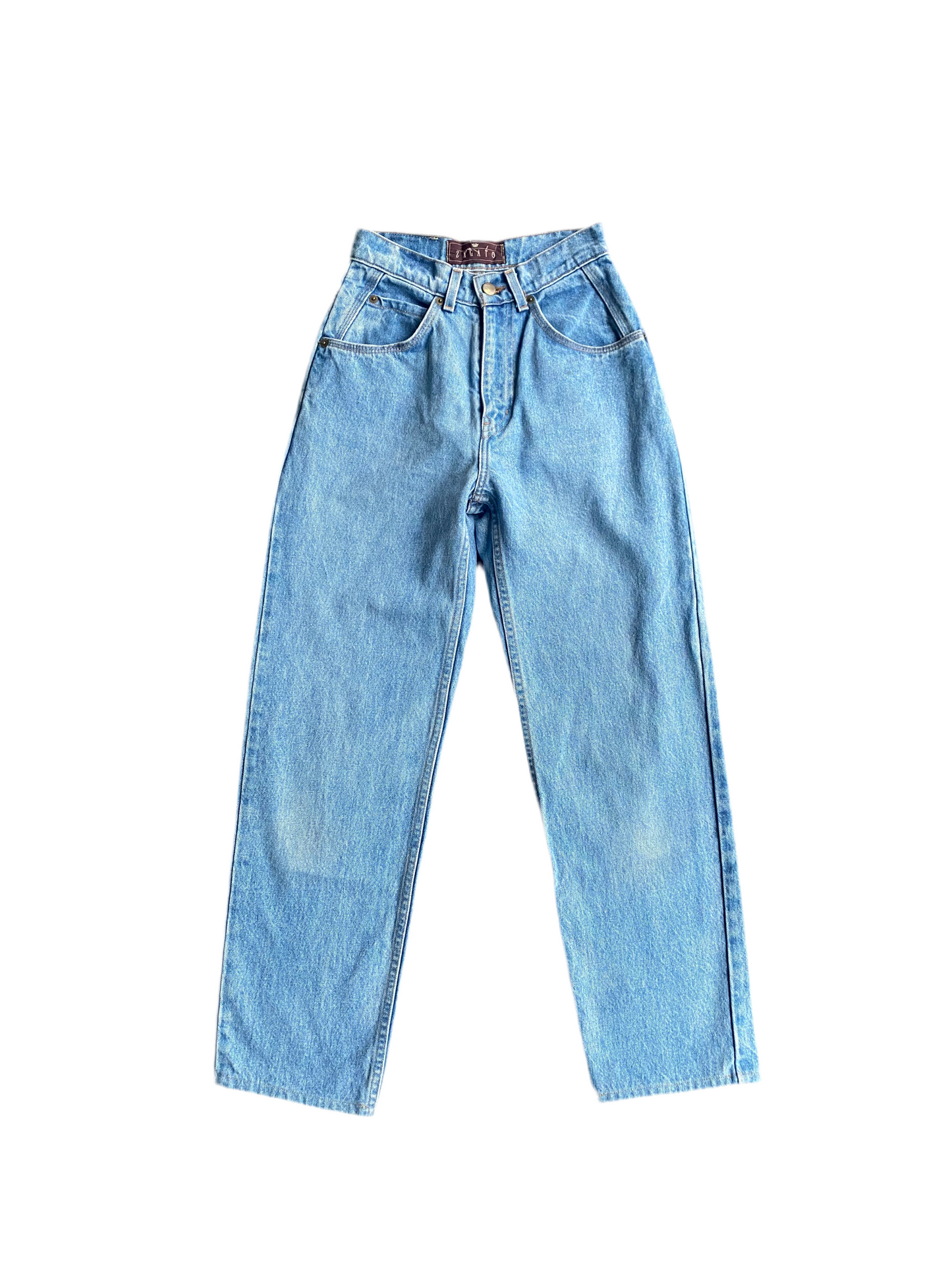 Vintage Zagato High-waisted, straight-leg blue denim jeans