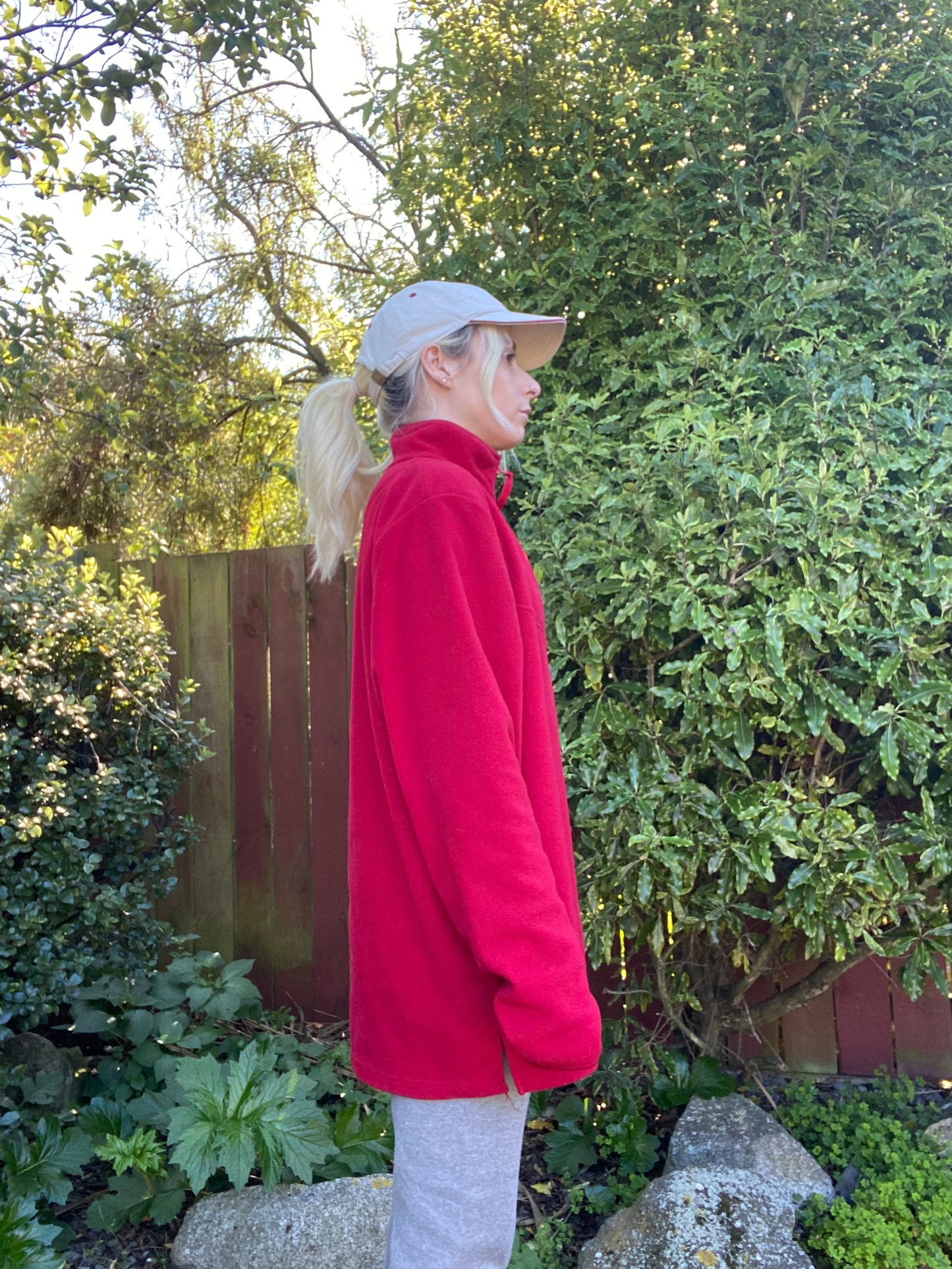 Vintage Red Half Zip Fleece Jumper