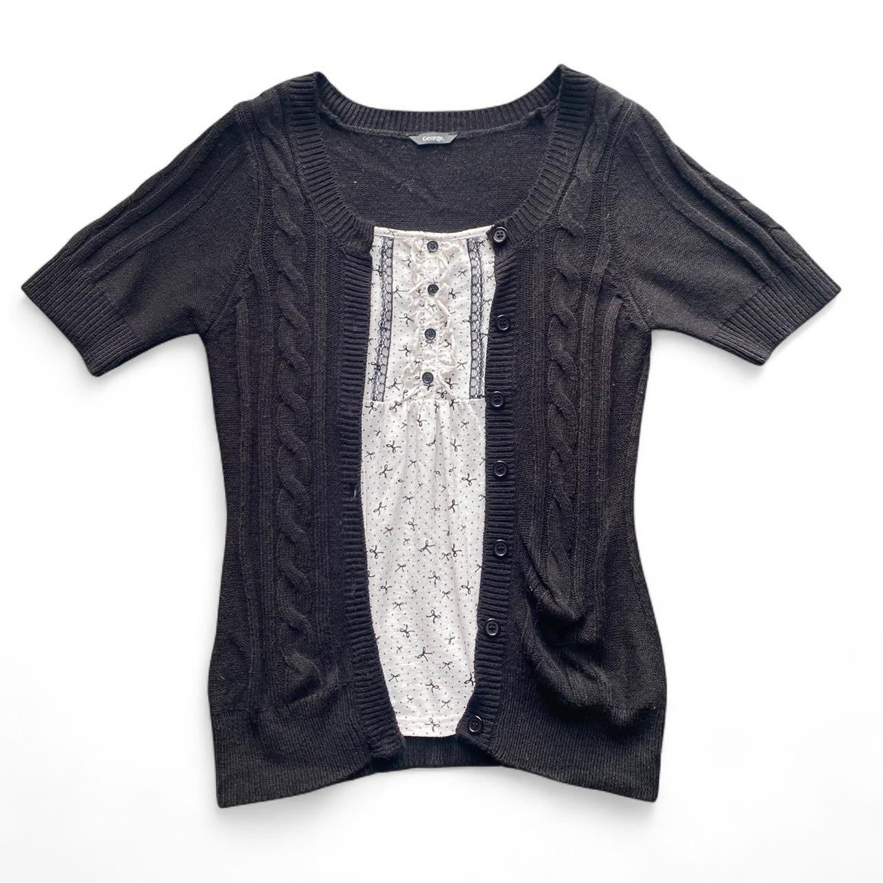 Cute Y2K layered polka dot knit top