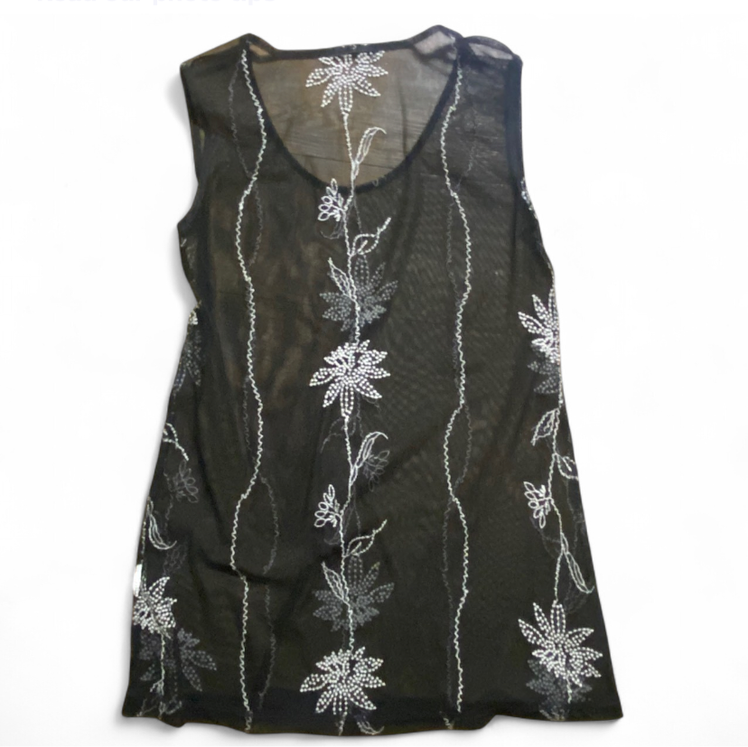 Vintage 90s style mesh embroidered Top