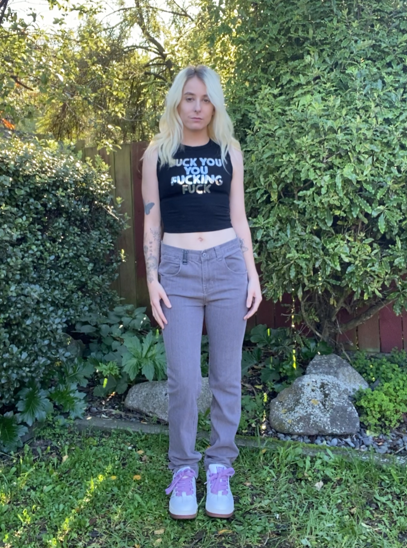 Y2K Grey Mid rise Skull Jeans