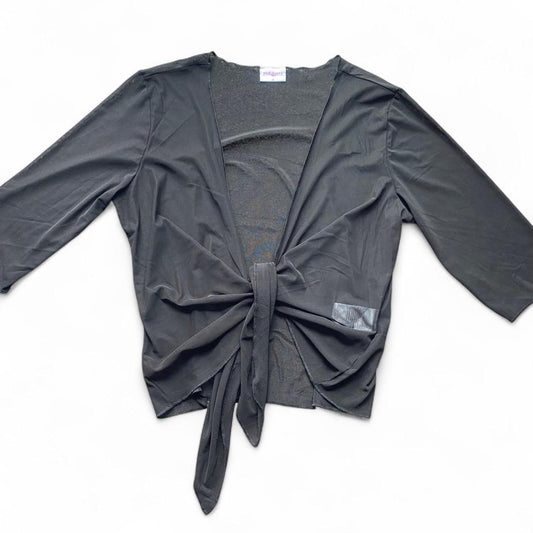 Black mesh tie-up cardigan