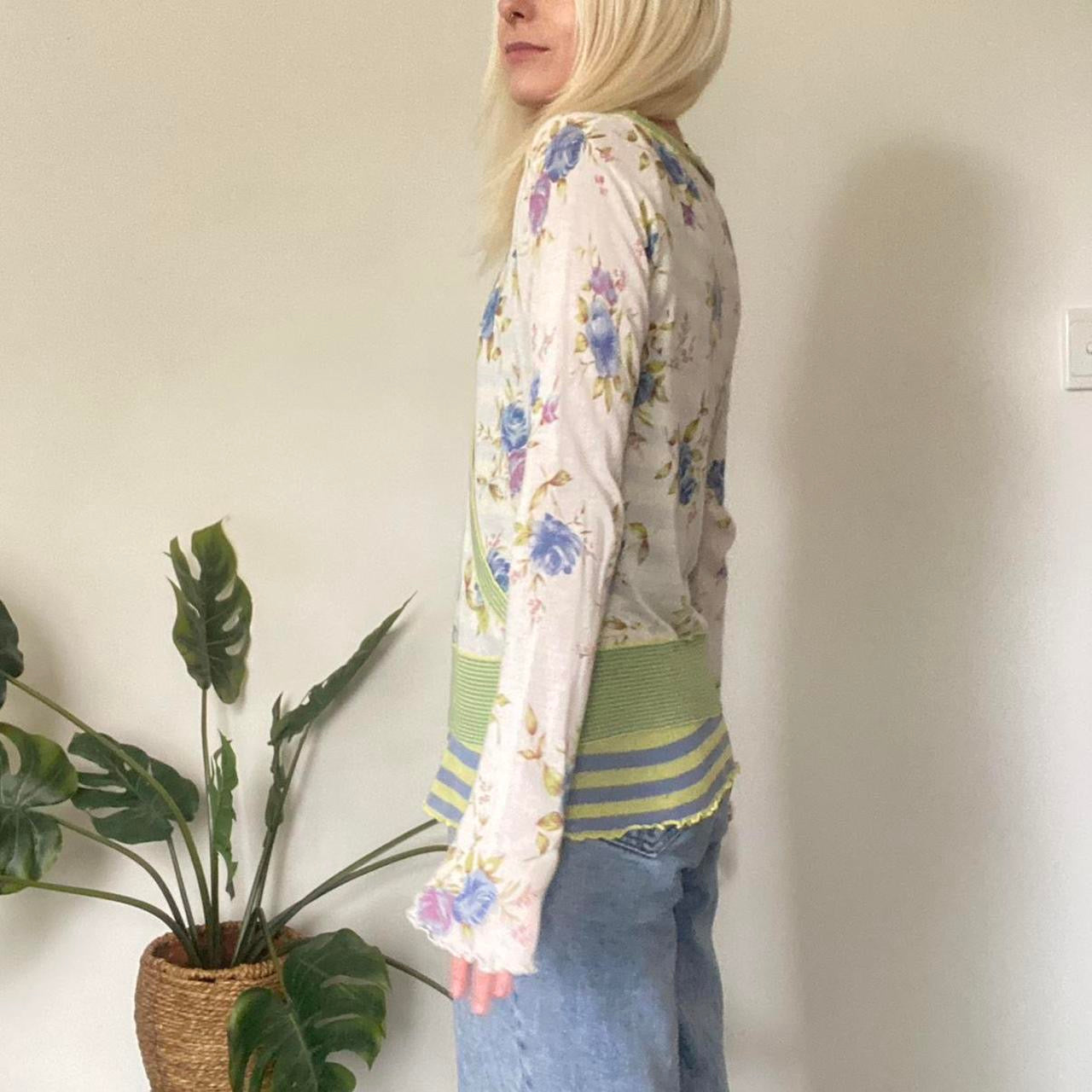 Y2K layered fairy floral top with ruffle hem