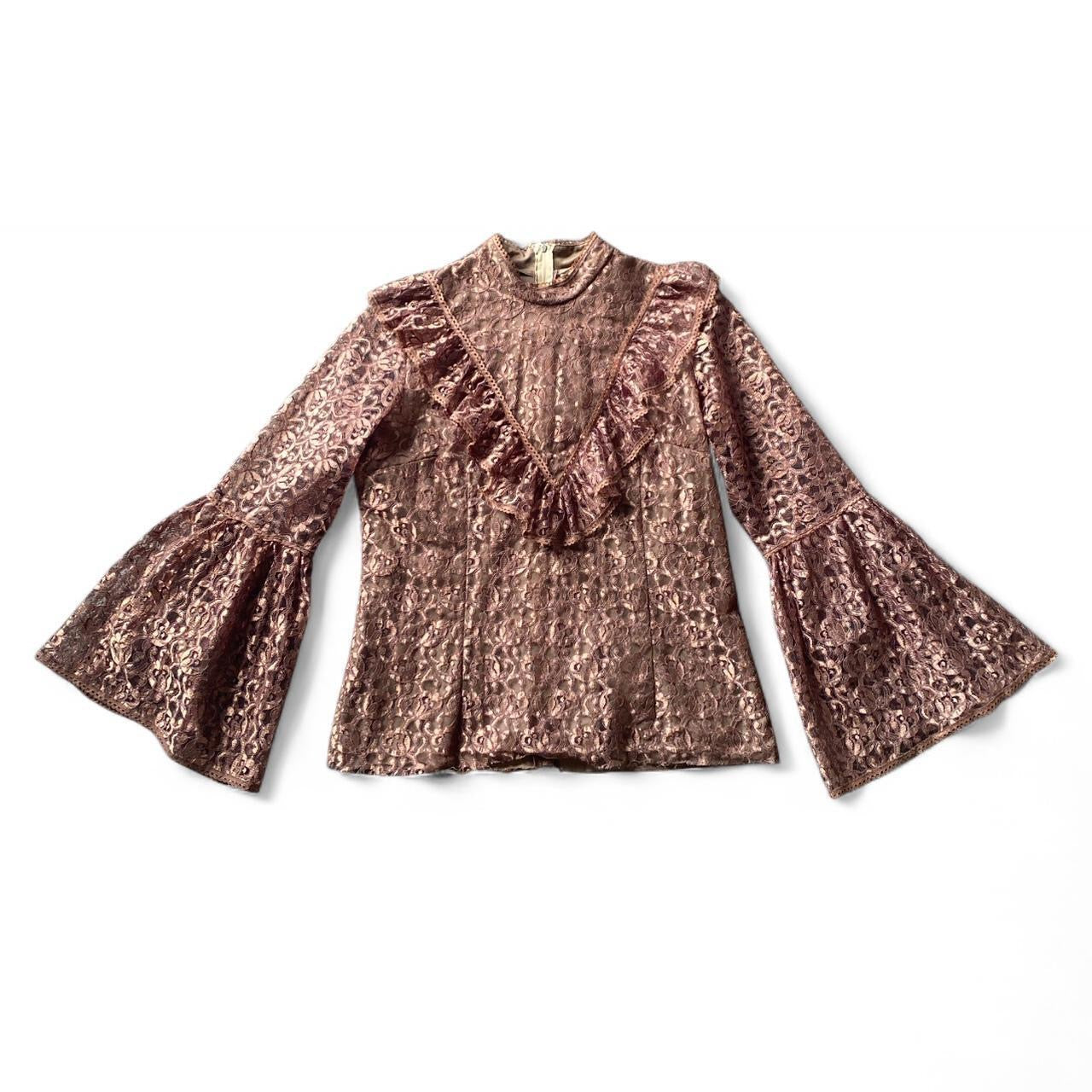 Vintage brown lace blouse