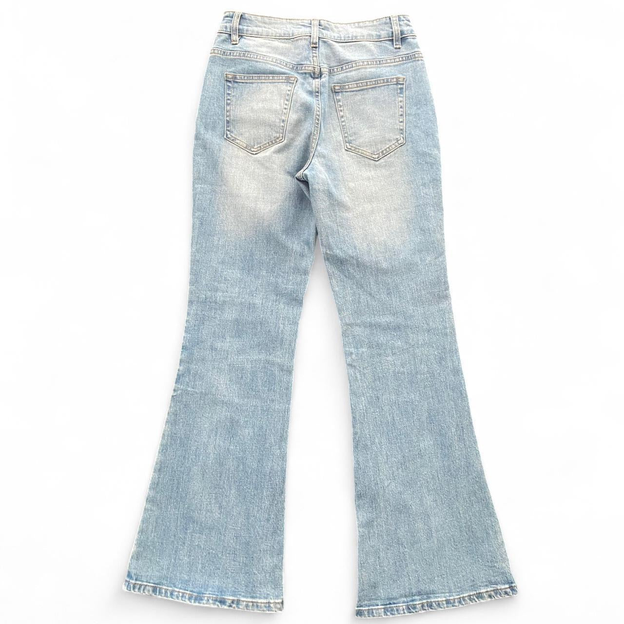 Light blue high waisted flare jeans