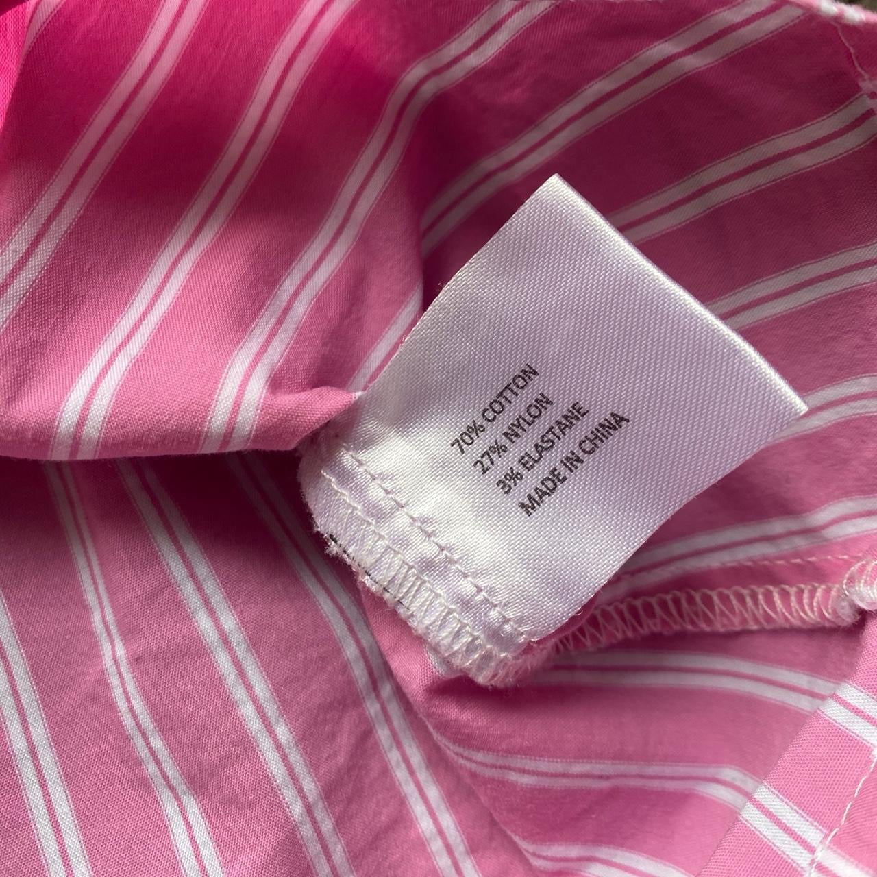 Y2K Pink and white striped button-up blouse