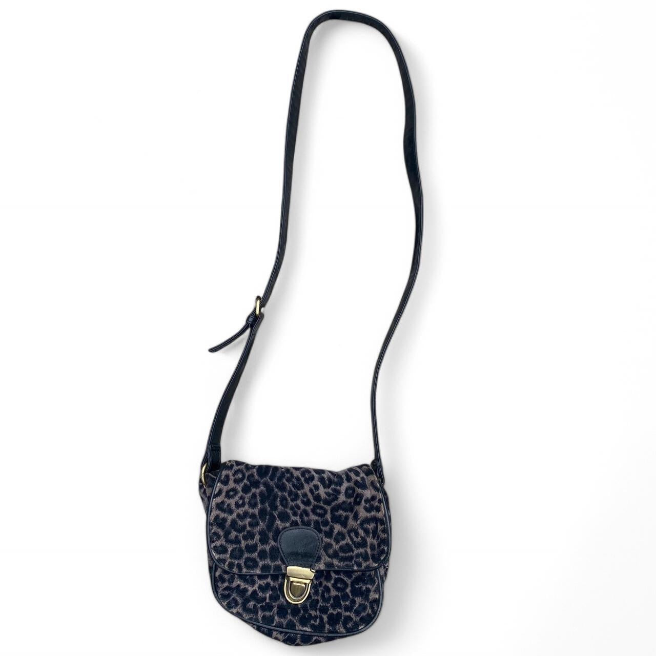 Cute black/Brown Velvet Leopard print mini shoulder bag