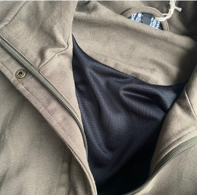Khaki green vintage army girl zip up vest with pockets