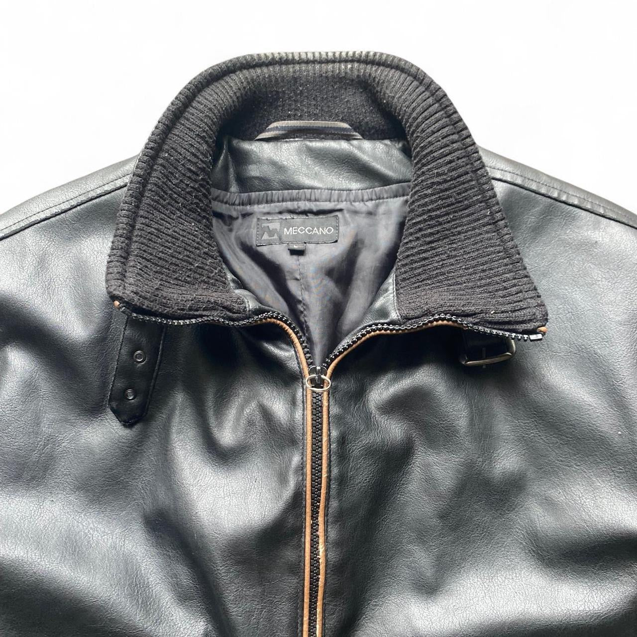 Y2K Black leather style biker bomber jacket