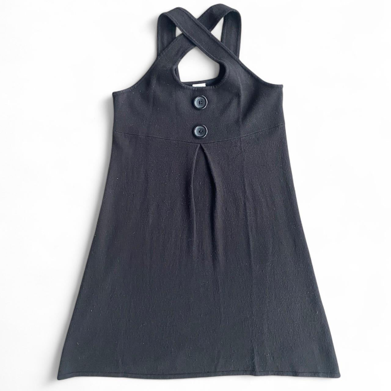 Y2K Top Girl black knit button mini dress