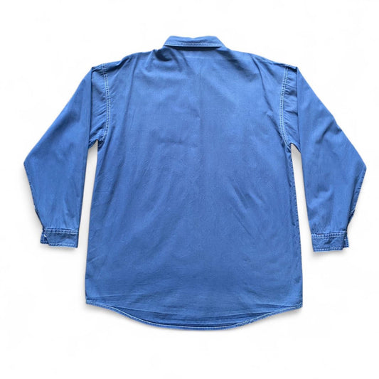 Blue denim style button up shirt