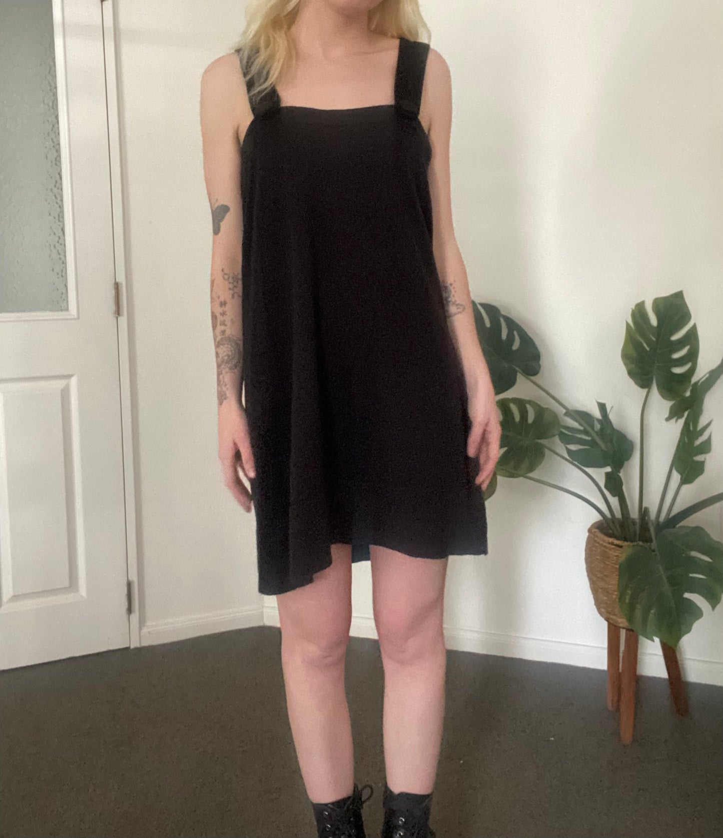 Black Topshop button knit dress