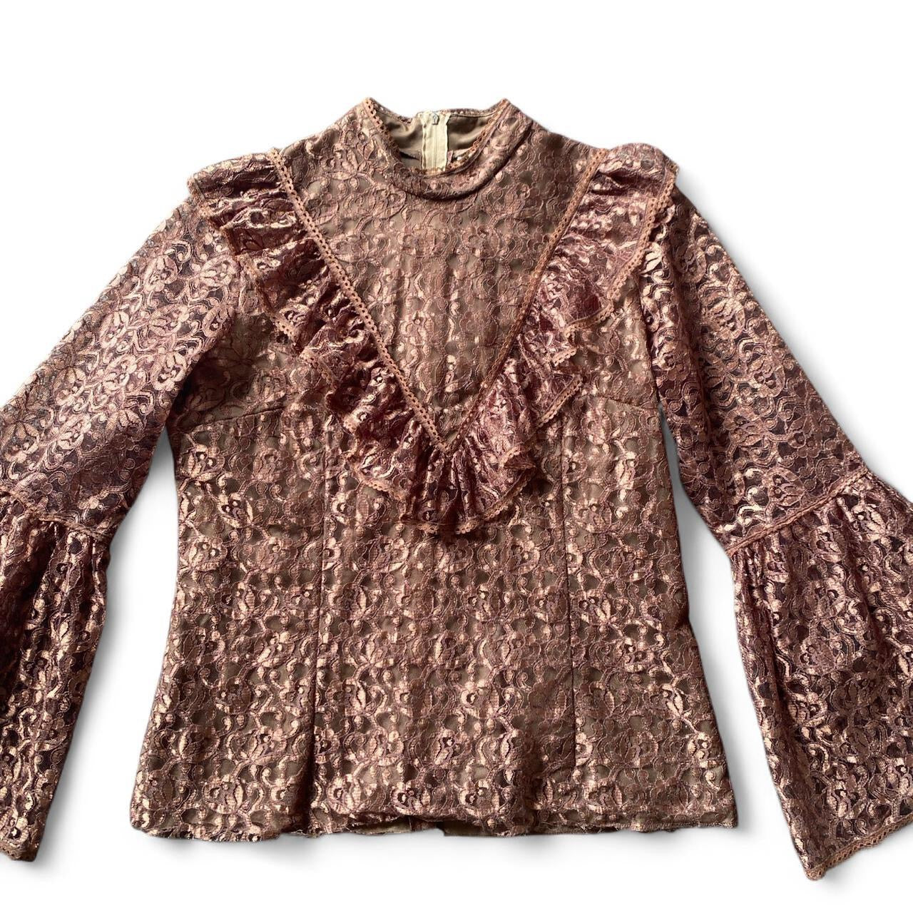 Vintage brown lace blouse