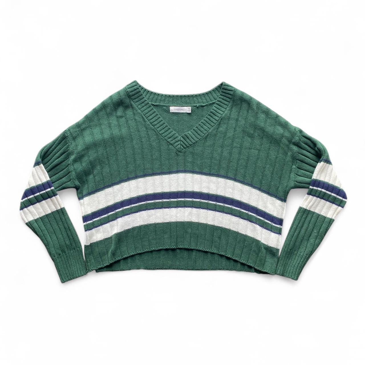 Green and white Striped jumper