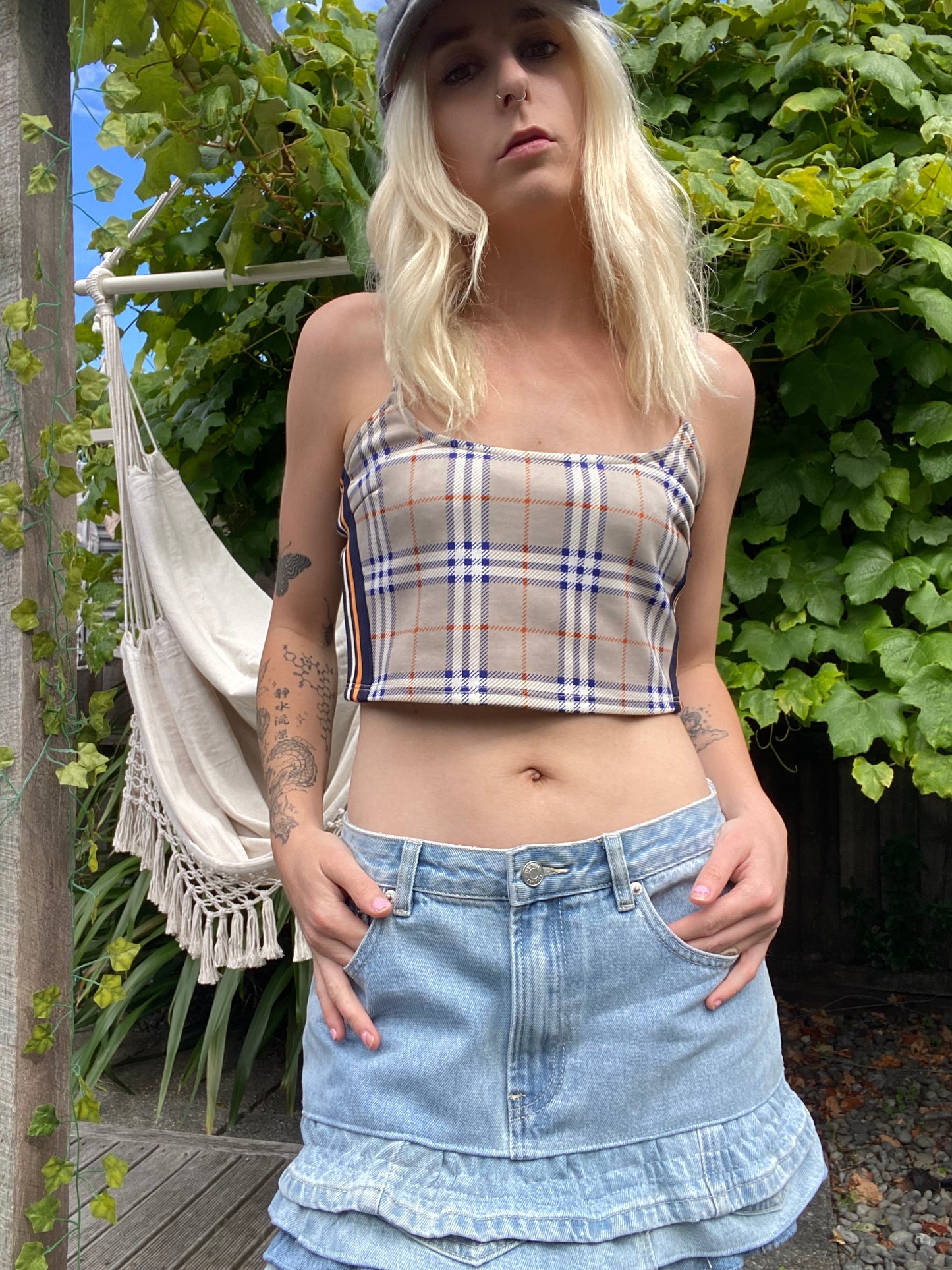 Plaid Tan Crop Top
