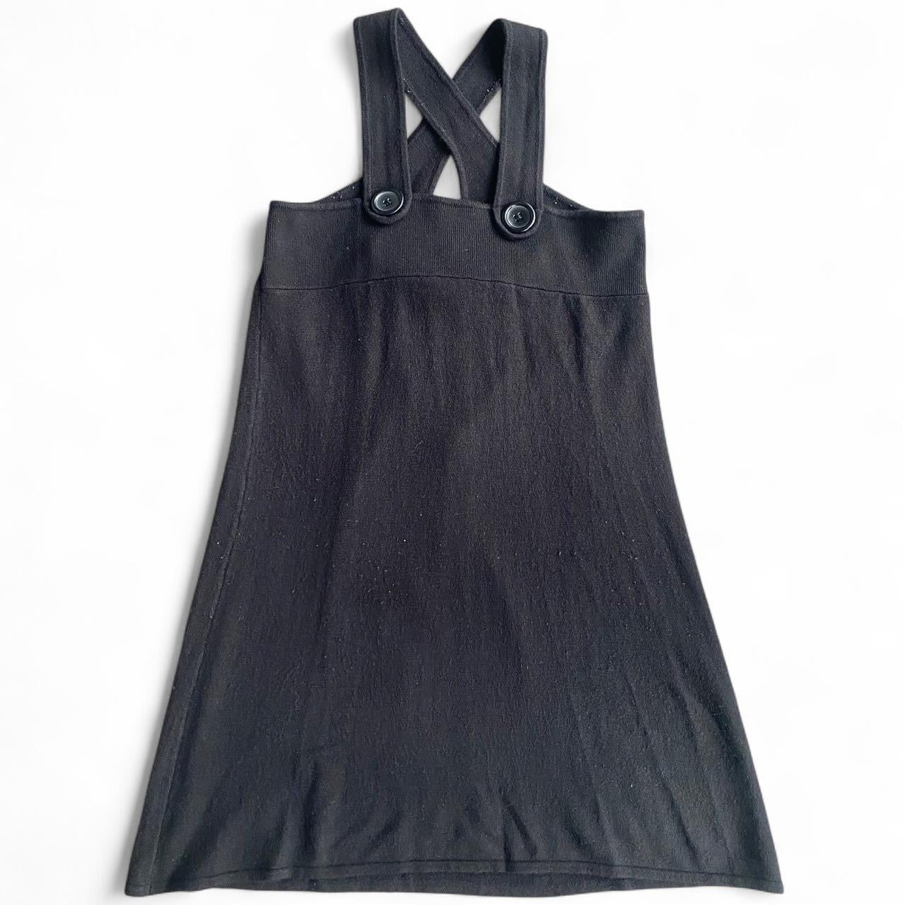 Y2K Top Girl black knit button mini dress