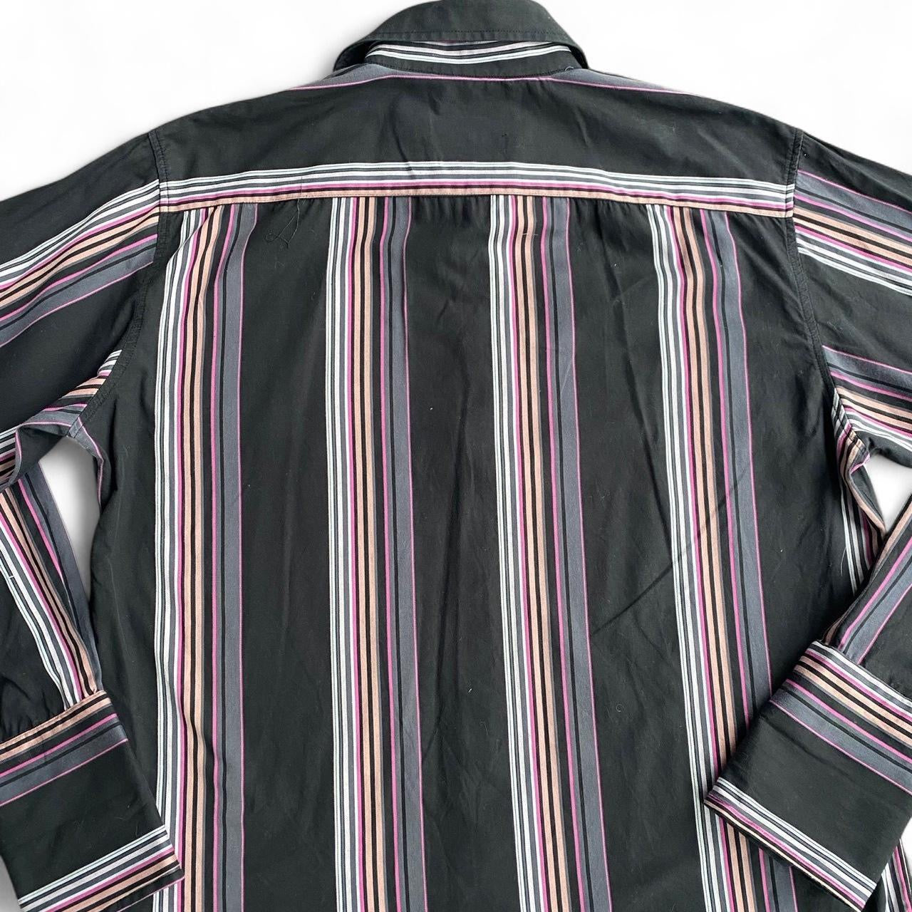 90s Grey and Pink Striped button up shirt