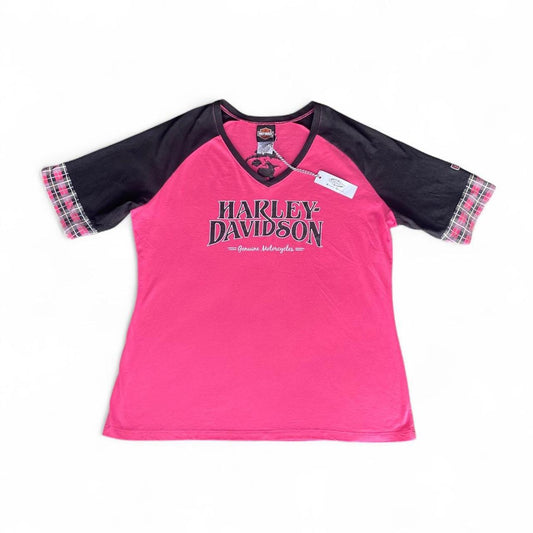Sick Vintage Harley Davidson pink and black top!