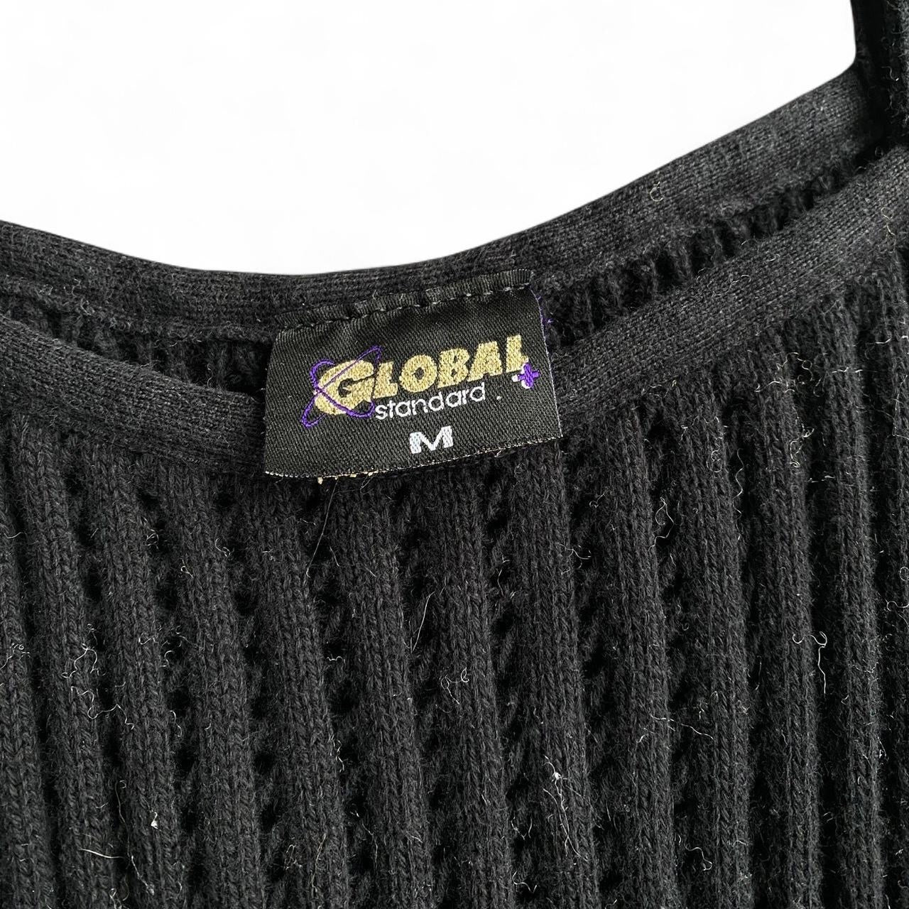 90's Vintage black knit tie up top