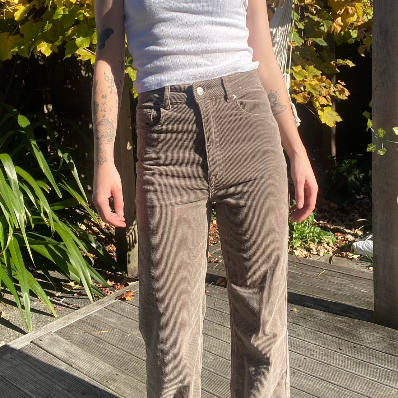 Light brown corduroy high waisted pants