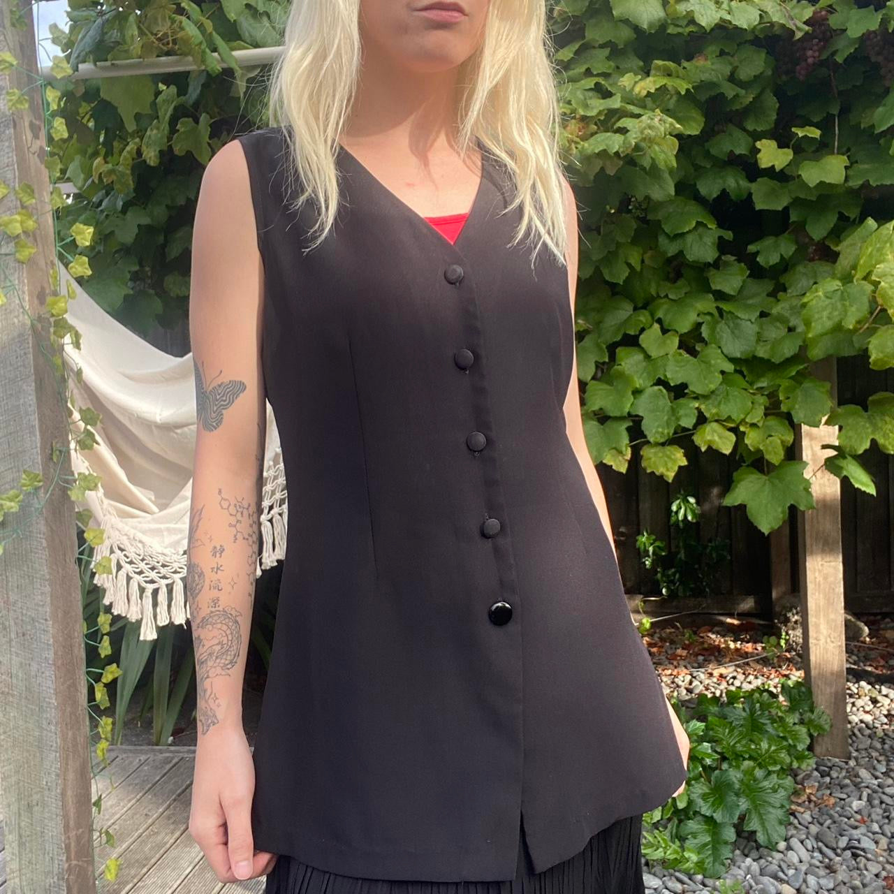 Vintage 90s Black button-up vest