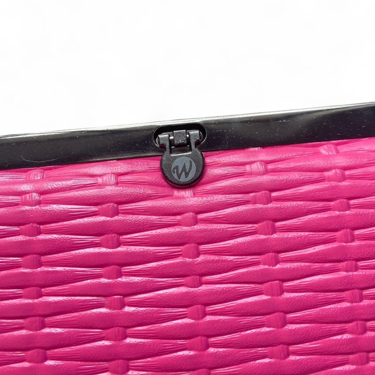 Y2K Hot pink woven leather clutch purse/wallet