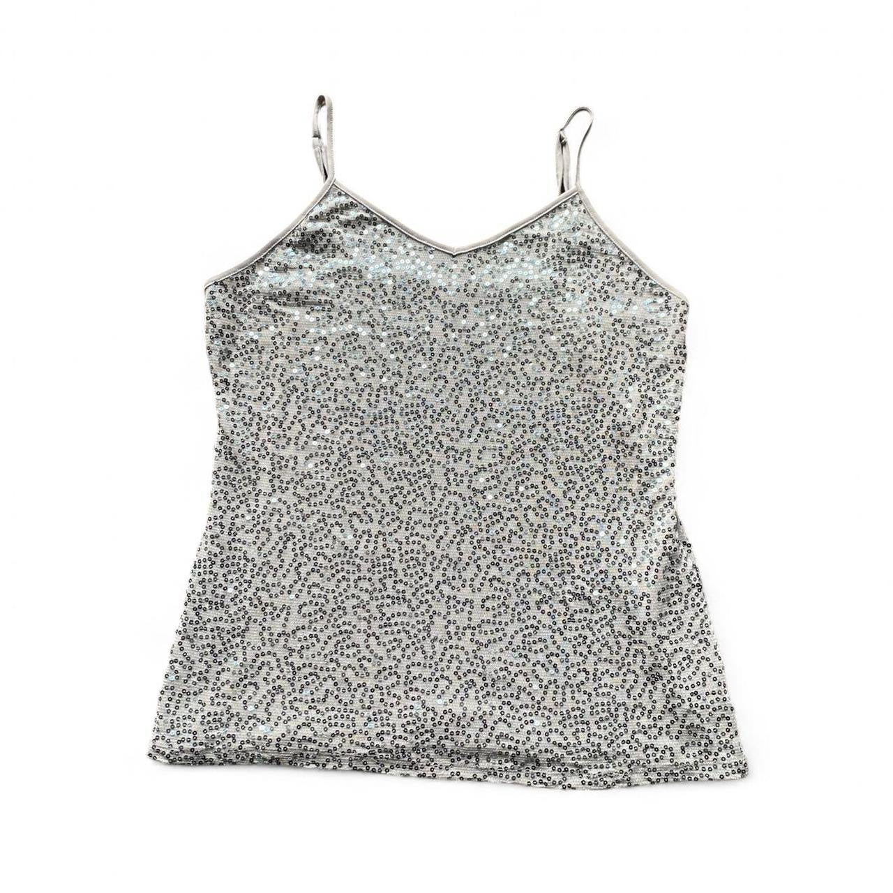 Sparkly Y2K silver sequin tank top